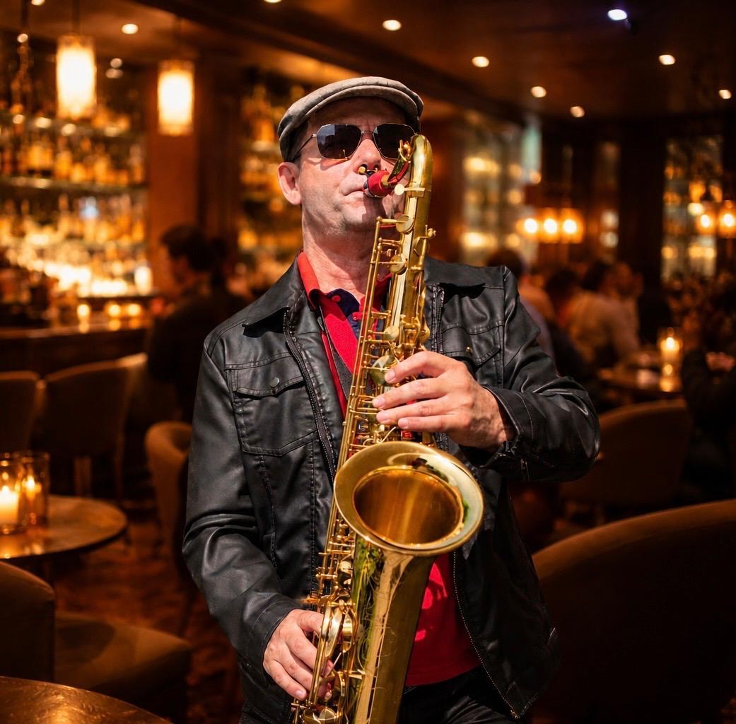 Harald Hagmair spielt Saxophon in einer Bar